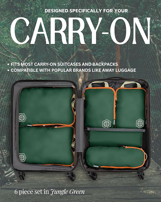 Compression Packing Cubes Set for Carryon Suitcases- Lightweight, Durable Clothes Organizer