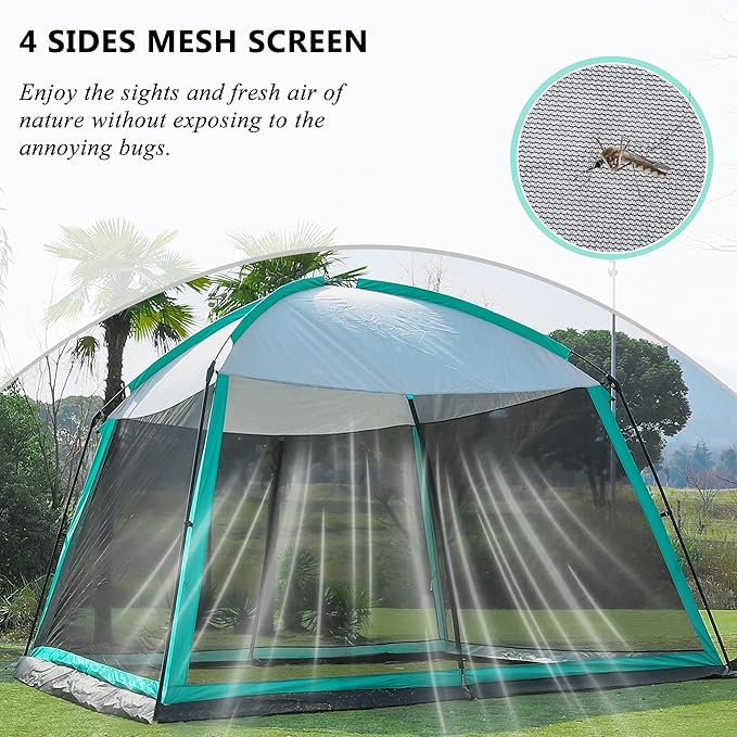 Screen House Room 11x11 Ft Mesh Net Tent Canopy Shelter Gazebo, Easy Setup & Waterproof & Sunshade, Suitable for Camping Trip, Backyard, Beach, Picnic