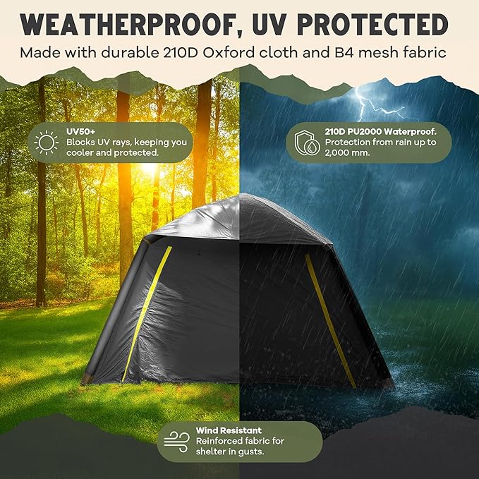 CloudCamp Inflatable Tents for Camping- 6 People Waterproof Oxford Fabric(210D), Quick Setup Air Tent with Manual & Battery Pump, UV Protection, 4-Season Inflatable Tent
