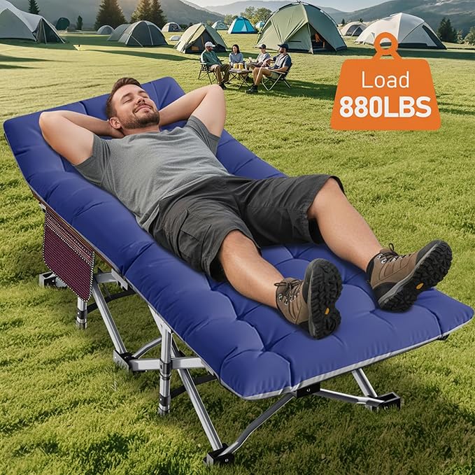 ABORON Camping Cot for Adults, Folding Sleeping Cot with Mattress, 500 lb Capacity Heavy Duty Outdoor Folding Sleeping Bed, Portable Cot Bed for Camping, Indoor Guest Use, Home & Travel
