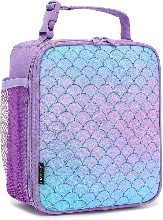 FlowFly Kids Lunch box Insulated Soft Bag Mini Cooler Back to School Thermal Meal Tote Kit for Girls, Boys, Scale