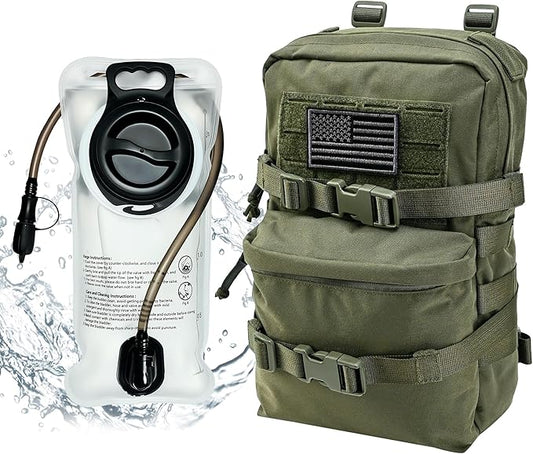 Tactical Mini Molle Hydration Pack,Molle Hydration Carrier with US Flag Water Resistant,Hydropack for Tactical Vest Backpack