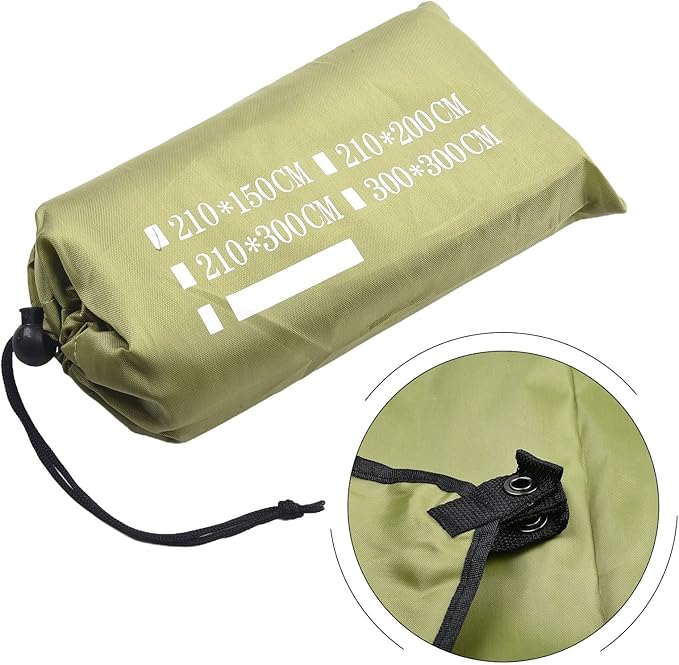 Outside Camping Rain Tarp, Waterproof Portable Tarp Shelter Rain Tarp Sun Shade Shelter for Outdoor Adventures(Green 150x210CM)