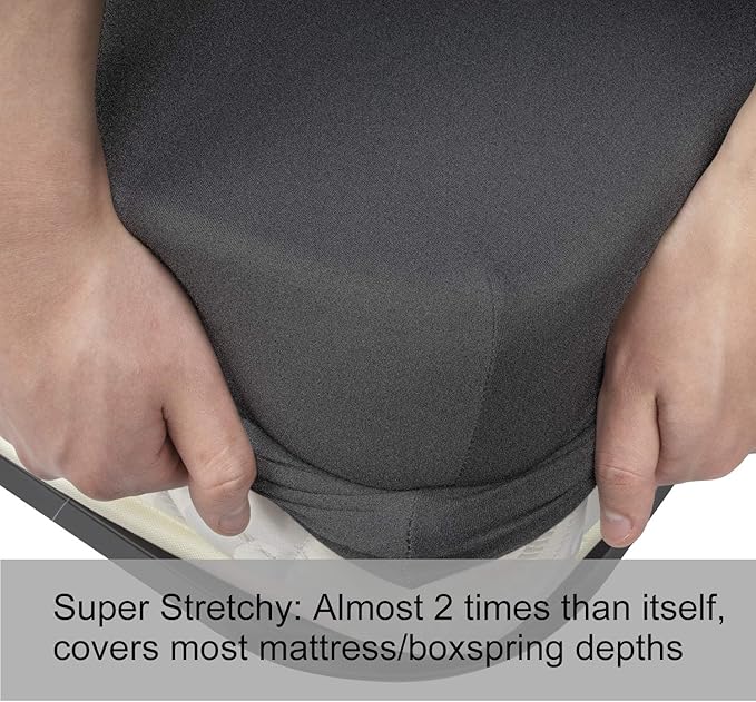 King Size Fitted Sheet Only - 4-Way Stretch Knit, Snug Fit, Wrinkle Free & Stay in Place, No More Slipping Off for Mattress, Soft & Comfortable - Hemp Gray, King