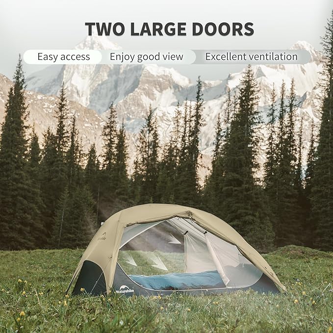 Naturehike Star River UL 2 Person Backpacking Tent, Double Layer Waterproof Two Person Tents, Lightweight Backpacking Cycling 2 Person Tent