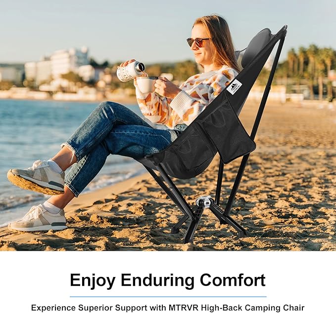 Camping Chairs for Adults, Supports 600 Lbs Lightweight Folding Camping Chair, Collapses to Size of Water Bottle Portable Camping Chair for Outdoor, Beach, Lawn, Travel, Picnics