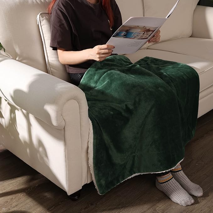 NANPIPER Baby Sherpa Blanket,Warm Toddler Throw Blanket,Soft Newborn Fleece Blanket for Winter (Olive Green,30x40 inches)