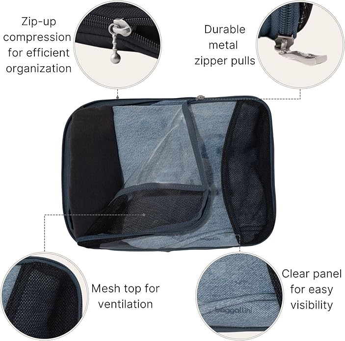 Baggallini Compression Cube 4-piece set - Lightweight Compression Packing Cubes for Travel