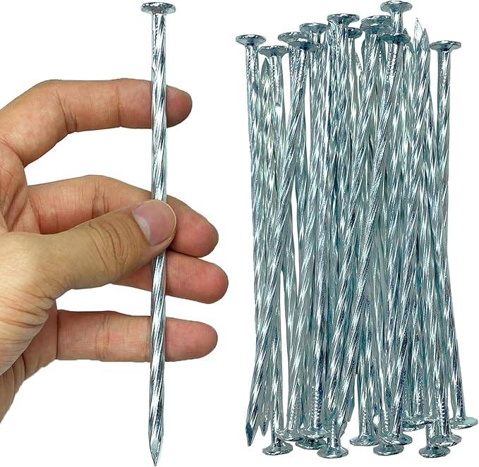 Artificial Turf Stakes Galvanized Spiral Landscape Spikes 6IN Weed Barrier Fabric Stakes for Paver Edging, Gardening Lawn Edging, Carpentry and More (52 PC)