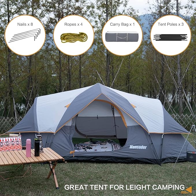 6 Person Family Camping Tent,Waterproof Windproof with Top Rainfly,Easy Set Up,Pop Up Tent for Outdoor Camping Hiking Trave