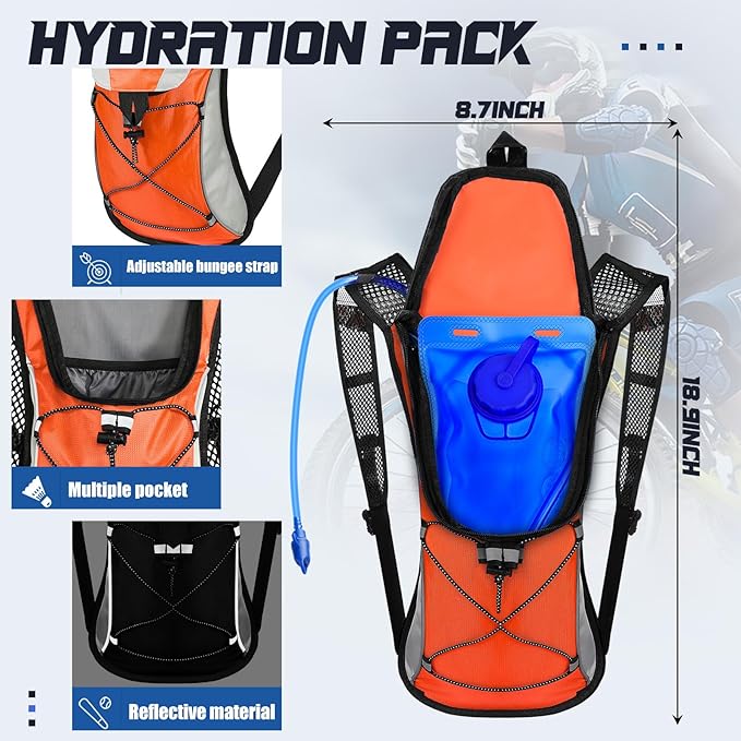 Buryeah 5 Pcs Hydration Backpack Pack with 5 Pcs 2L Water Bladder Lightweight Water Backpack with Hydration Bladder Hydration Backpack Hiking Backpack Water Rucksack Backpack Bladder Bag for Adults