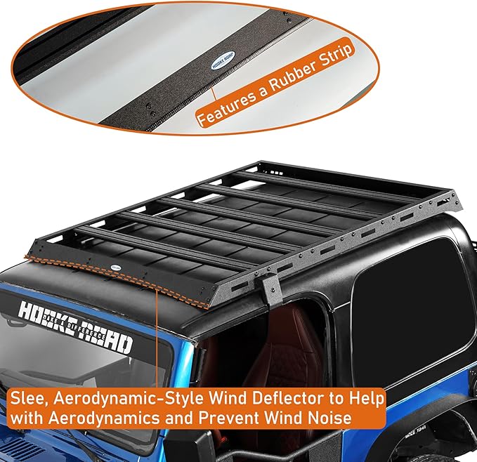 Hooke Road TJ Roof Rack Aluminum Cross Bars Cargo Basket for Jeep Wrangler TJ Hardtop 1997 1998 1999 2000 2001 2002 2003 2004 2005 2006 (Exclude Unlimited)