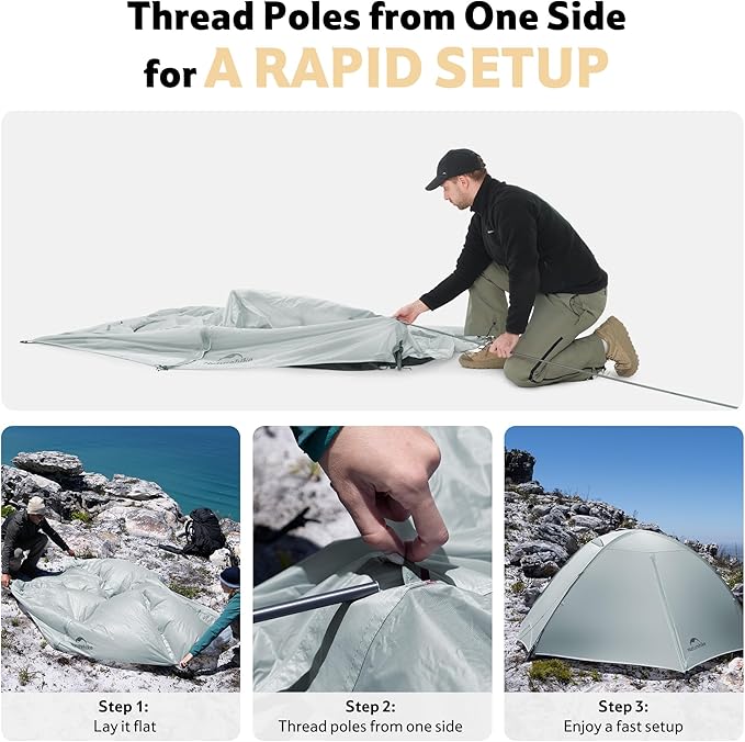 Naturehike Giling 1/2 Person Backpacking Tent 4 Season Lightweight Tent for Hiking & Bikepacking Easy Setup 3000mm Waterproof Ultralight CampingTents for Outdoor Cycling