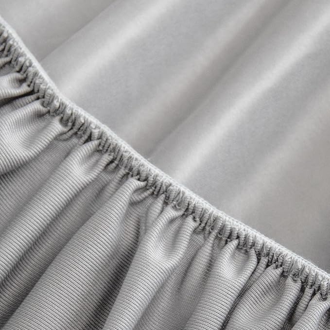 Biloban Twin Fitted Sheet 2 Pack, Twin Bedding Fitted Sheets Only with Deep Pocket up to 14", Bottom Sheet, Shrinkage & Stain Resistant Bed Sheets, Wrinkle Free & Easy Care, Grey