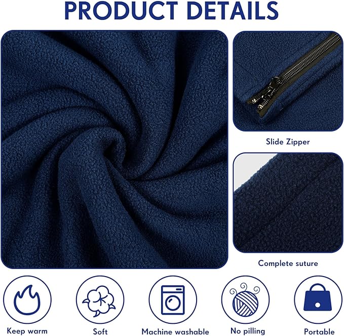 Preboun 6 Pcs Fleece Sleeping Bag Liner Adult Warm Sleeping Bag Liners Cold Weather 70.9 x 31.5 Inch Zippered Camping Sleep Sack Lightweight Sheet for Camping Backpacking Travel, Assorted Color