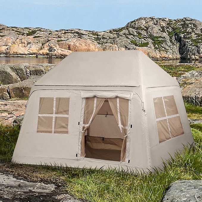 3-4 Person Inflatable Camping Tent Blow Up Tent with Hand Pump Easy Setup Waterproof Inflatable Tent Cabin