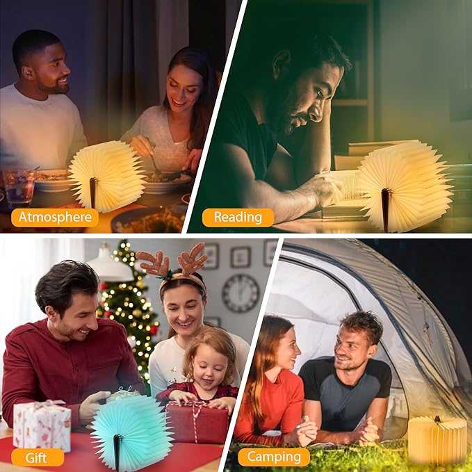 Unique Gifts for Book Lovers Women, 12 Colors Portable Book Lamp with Remote, Folding Book Light, Lovely Gift for Christmas, Birthday, Back to School & Bookshelf & Home Decor (Maple)