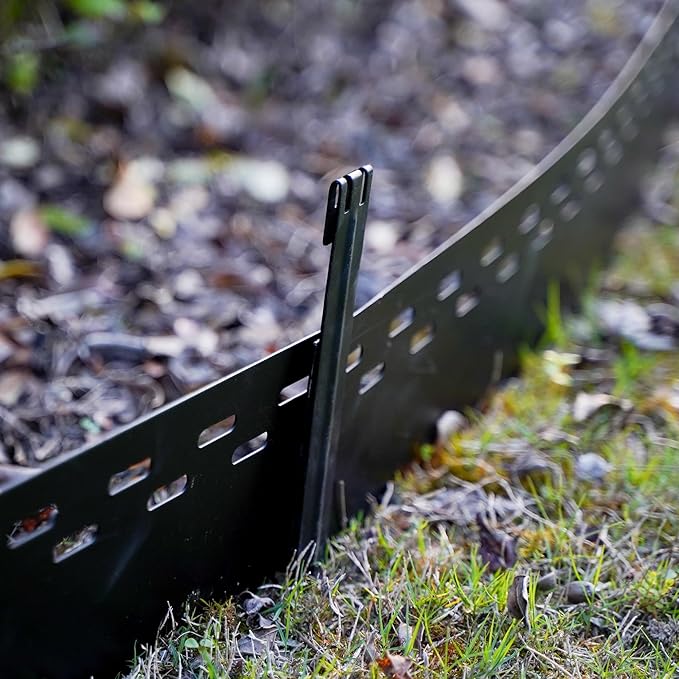 6Pcs Black Metal Landscape Edging Stakes, 10In Garden Stakes Landscape Anchoring Spikes for Terrace Board/Landscape Edging Coil/Grass Barrier/Bender Board