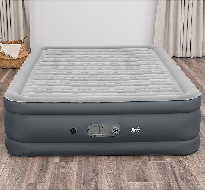 Sealy: AlwayzAire Tough Guard 18" Airbed - Queen - Built-in Dual Pump, Inflatable Matress, Wave Beam Construction, Antimicrobial Treatment, USB Charge