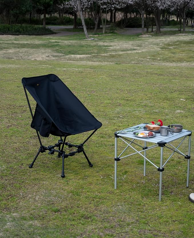 iClimb Two-Heights Light Compact Comfortable Camping Folding Beach Chair with Anti-Sinking Large Feet and Carry Bag