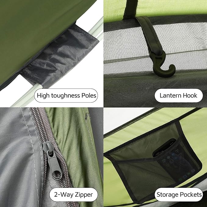 4 Person Easy Pop Up Tent,9.5’X6.6’X52'',Waterproof, Automatic Setup,2 Doors-Instant Family Tents for Camping, Hiking & Traveling
