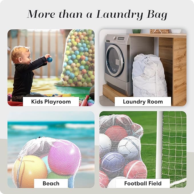 Handy Laundry Mesh XL Laundry Bag - Durable, Machine Washable with Secure Drawstring Closure - Perfect for College Dorms, Laundromats, Apartments (White)