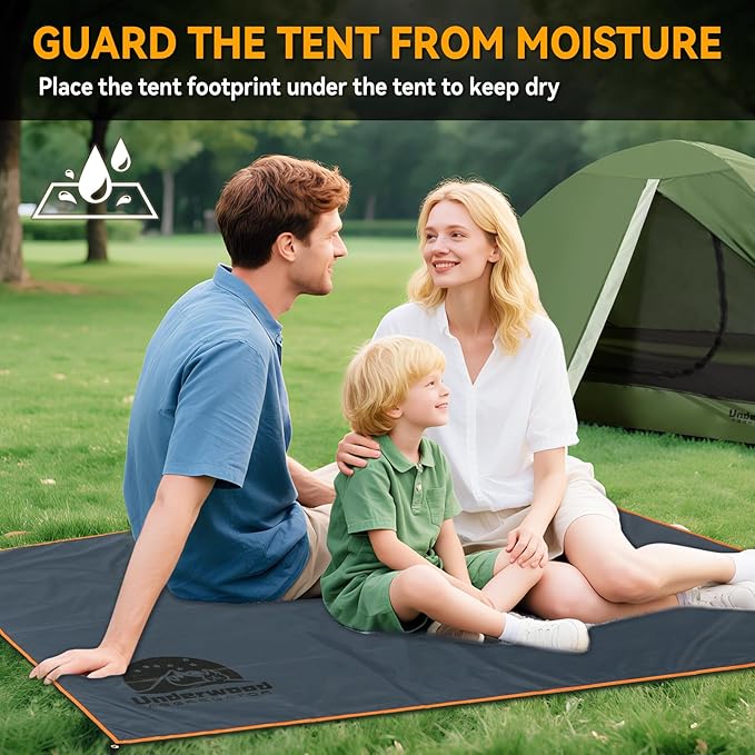 Tent Footprint - Waterproof Camping Tarp with Heavy Duty Grommet, Ultralight Outdoor Tent Floor Mat, PU3000mm Ground Sheet for Backpacking, Hiking, Hammock, Picnic, Beach