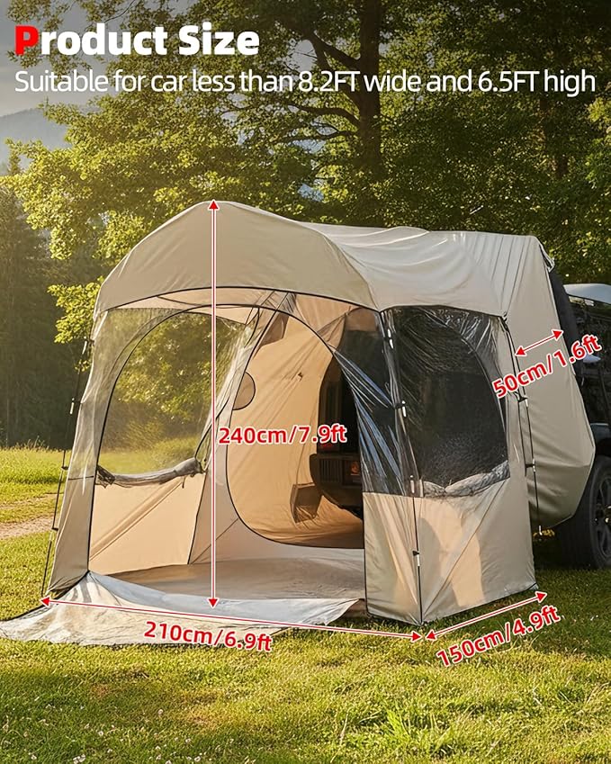 Abahub Clear Bubble SUV Tent for 1-4 Person, Clear Car Tent with Waterproof Rainfly, Outdoor SUV Winter Tent with Carry Bag for Family Camping