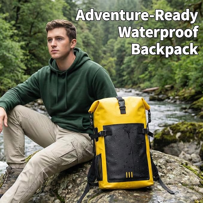 Waterproof Dry Bag,Heavy Duty Hiking Backpack Roll-Top Closure Bag for Kayaking, Hiking, Camping, Boating- Men/Women ﻿