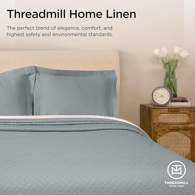 Threadmill Luxury Cotton Blankets for Queen Size Bed | All-Season 100% Cotton Queen Size Blanket | Jacquard Cozy Lightweight, Soft Breathable Coverlet fits Full Size Bed, 90x92 | Scottish Grey