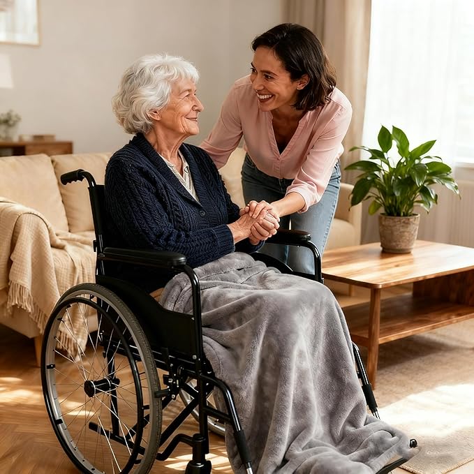 SNZ Cozy Wearable Blanket for Women & Men - 60"x33" Fleece Poncho, Warm Office Chair Lap Blanket, Travel, Camping & Home Wrap - Comfy Poncho Throw - Gift for Mom, Elderly