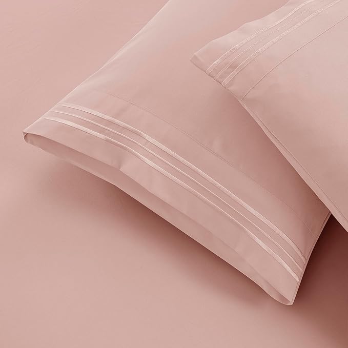 Clara Clark King Sheets - Hotel Luxury 6 Piece Bed Sheets for King Size Bed - Soft Bedding Sheets & Pillowcases, Fits Mattress up to 16 inch deep. King, Peach Beige