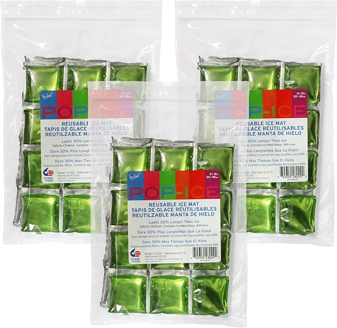ICY-COOLS Reusable Ice Packs for Coolers - Flexible Ice Sheets, Flat and Long-Lasting for Camping or Lunch Boxes, 10x16 & 8x12, 1 or 3 Pack