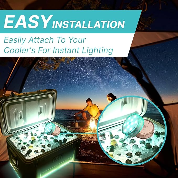 Skywin Waterproof Multicolor LED Cooler Lights – 2.76 x 1 x 1 Inches, 3 x AA Battery-Operated, Reusable Cooler Accessories for Camping, Outdoor Events, and Parties