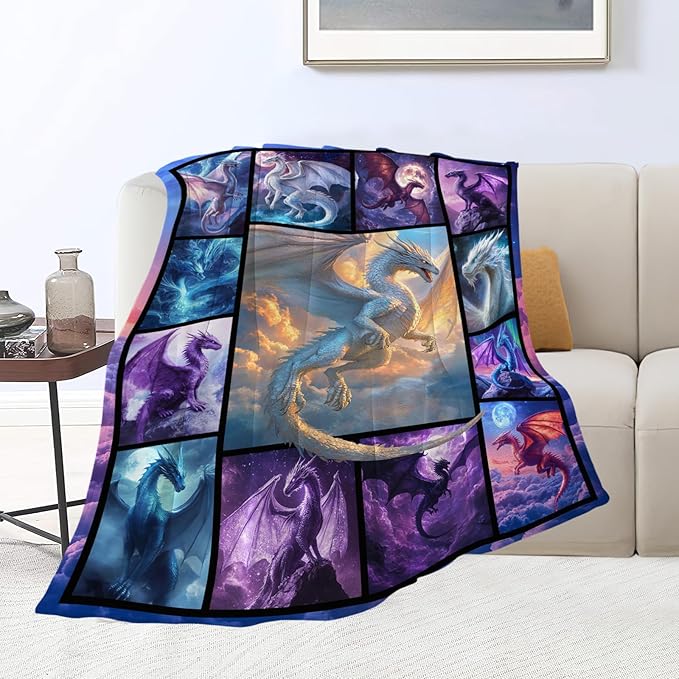 Dragon Blanket Dragons Lover Throw Blankets Gifts for Girls Boys Kids Dragon Lover Soft Cozy Fleece Plush for Couch Sofa Bed 80"x60"