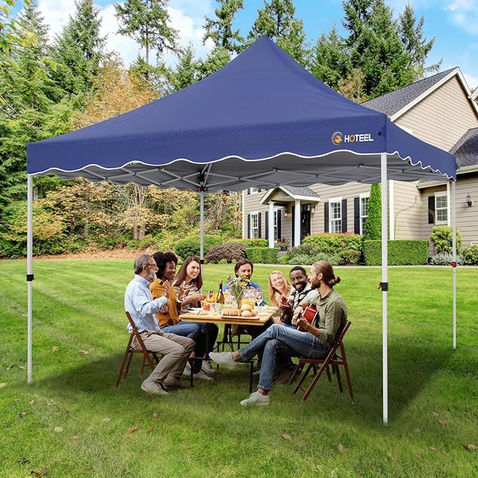 HOTEEL 10x10 Pop Up Canopy, Easy Setup Party Tent with Carry Bag, Weight Bag, Outdoor Portable Event Shelter for Backyard, Market, Navy