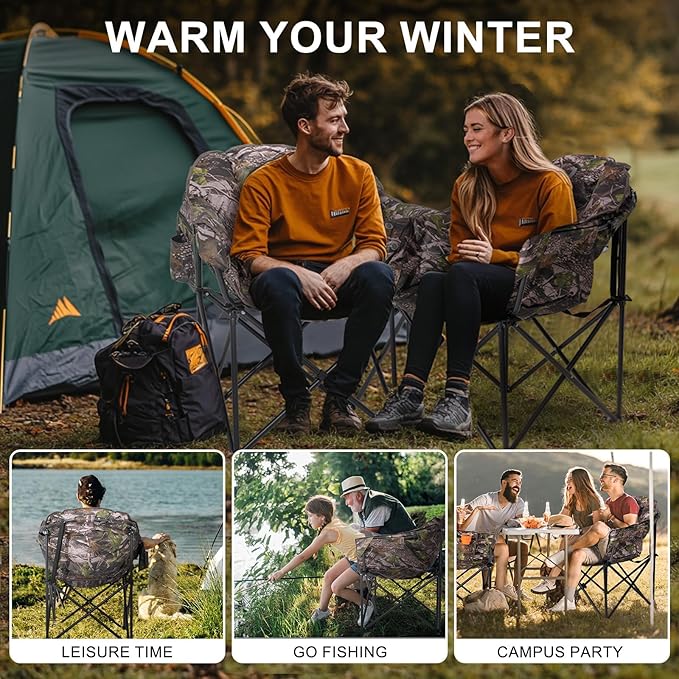 ABORON Heated Camping Chair Oversized, Three Model Portable Heated Cushion Folding Chair, Heavy Duty Heated Foldable Chairs Support Up to 500 lbs, Ideal for Outdoor Adventures