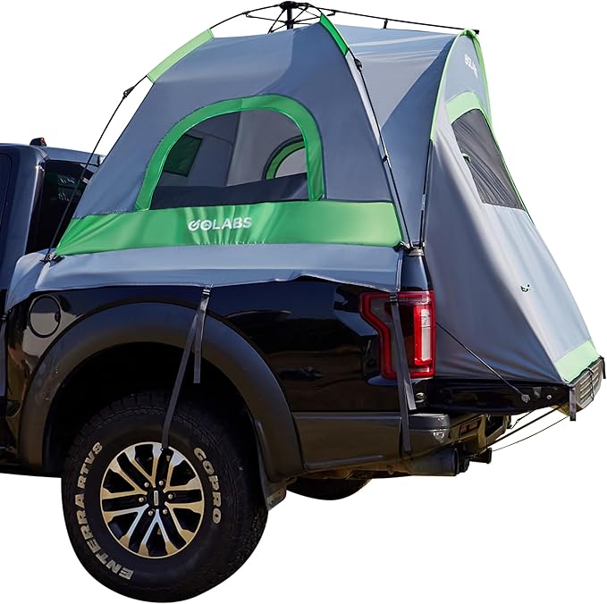 Golabs Truck Bed Tent for 5-6 Ft Bed, 8-Minute Easy Setup by Pre-Assembled Design, Waterproof PU2000mm, 2-Person Portable with Extra Rainfly Cover for Camping & Outdoor, Includes Storage Bag