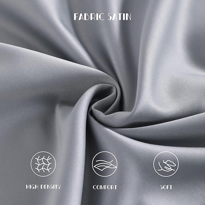 NTBAY Zippered Silk Satin Toddler Pillowcases - 2 Pack Hidden Zipper 13x18 Pillowcases - Luxury and Silky Baby Travel Pillow Covers, Silver Grey