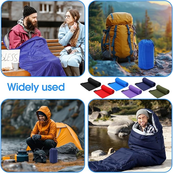 6 Pack Camping Sleeping Bags Bulk with Fleece Liner for Adults, All Season Lightweight Waterproof Sleep Bag with Compression Sack for Hiking Travel Backpacking Cold Weather Winter