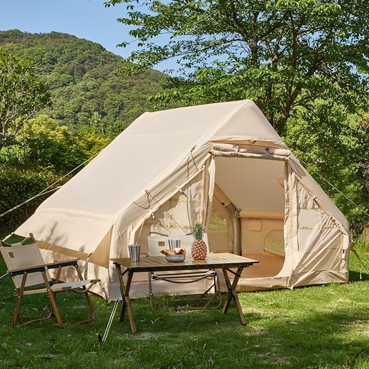 EROMMY 4/6/8/12 Person Inflatable Tent with Skylight, 4 Season Blow Up Tents with Hand Pump for Outdoor Camping & Hiking, Easy Set-up Windproof Sunproof Waterproof