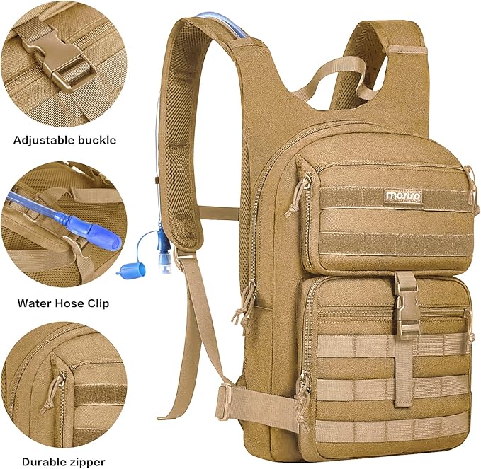 MOSISO Tactical Hydration Pack Backpack, Lightweight Military Daypack Water Backpack Rucksack Bag with 3L Water Bladder