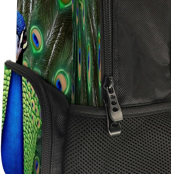 Lightweight Daypack for Camping Business Walking Cycling, Large Capacity Anti-Theft Multipurpose Bookbag, Peacock Feather Gym Outdoor Hiking Backpack