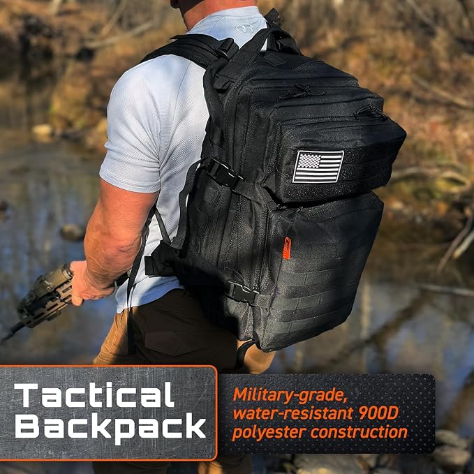 GunZee Tactical Backpack, 40-Liter MOLLE-Compatible Bug-Out Bag for Travel, Work, Camping, Hiking, Hunting, Fishing, and Military Use, Assault and Range Bag, Rucking Backpack for Men and Women
