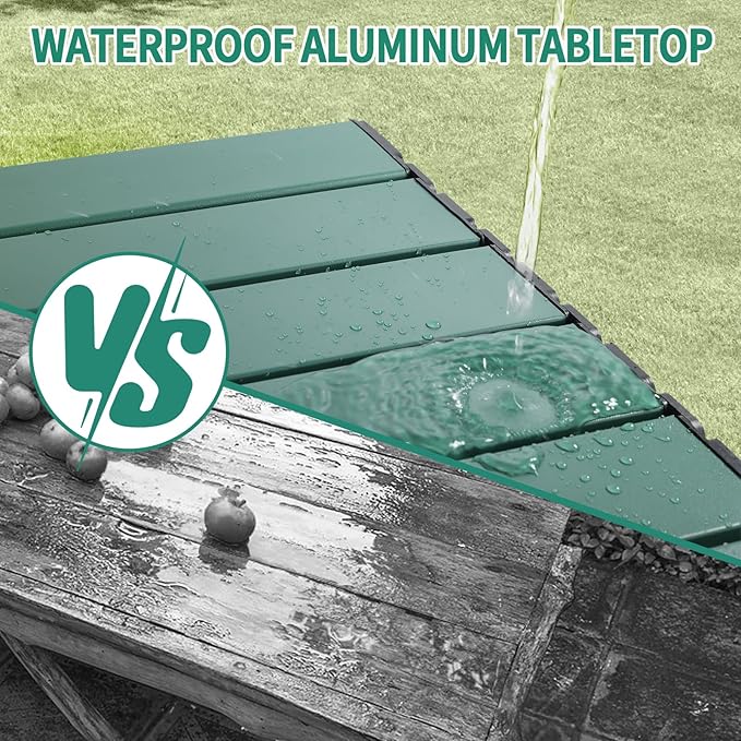 Small Camping Table, Ultralight Aluminum Folding Table with Carrying Bag, Portable & Lightweight Camping Side Table for Outdoor Camping, Picnic, Beach and Fishing, Green