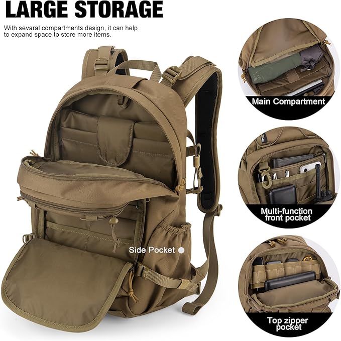 Mardingtop Small Military Tactical Backpack for Men,25L Molle Cordura Backpack for Hiking,Camping,Rucking