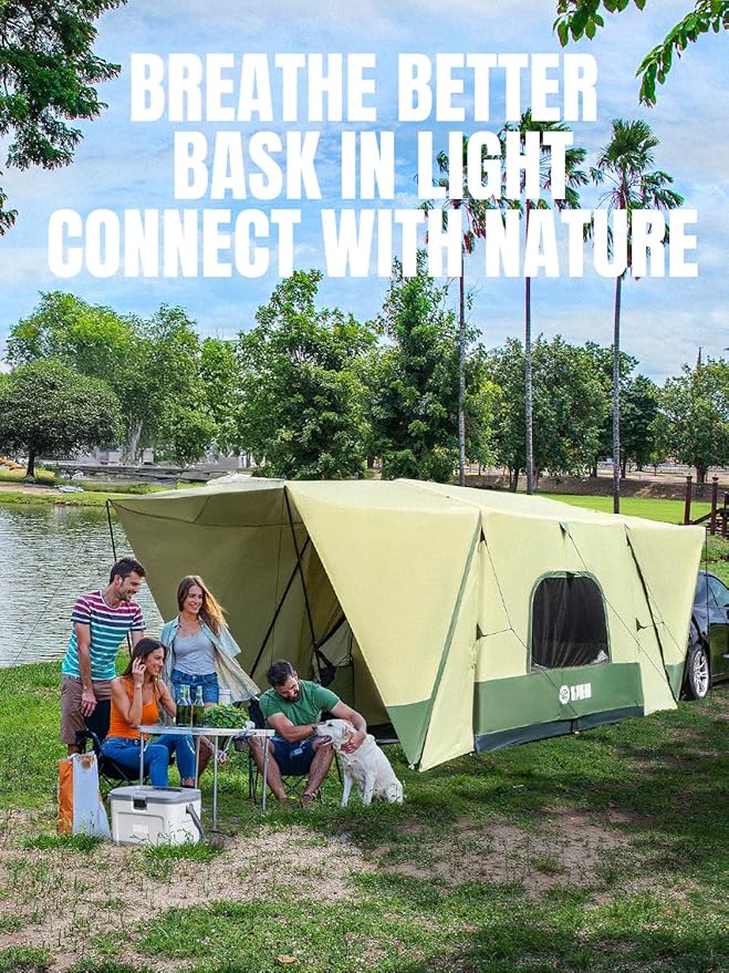Niphean SUV Tent, 2 Mins Fast Setup Inflatable SUV Tents for Camping, Car Tent with Multi Room for 2/4/6 Person/Family, PU 3000mm Waterproof & UPF 50+ Silver Coated for Family Camping Hiking Parties