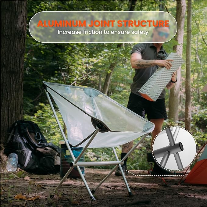 Ultralight Camping Chair, Drift Lite Portable Folding Backpacking Chair with FUll Aluminum, Breathable Mesh, Compact Travel Hiking Chair, Heavy Duty 330lbs Outdoor Folding Chair, Carry Bag