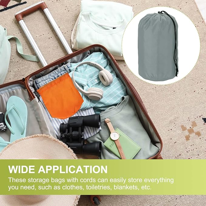 Stuff Sack, Nylon Waterproof Storage Sacks Portable Drawstring Dry Stuff Bag Gear Organization with Toggle, 5x10Inch Fit for Backpacking Camping Traveling Hiking(Gray)