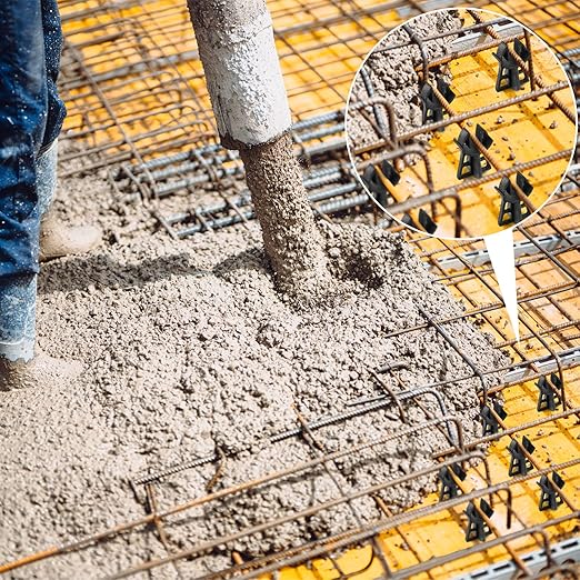 Hoolerry 200 Pcs Snap Rebar Chairs Plastic Heavy Duty Spacer Fits Bar Sizes 3-5 Plastic Rebar Concrete Stand, Heavy Duty Solid Construction Anti Rust